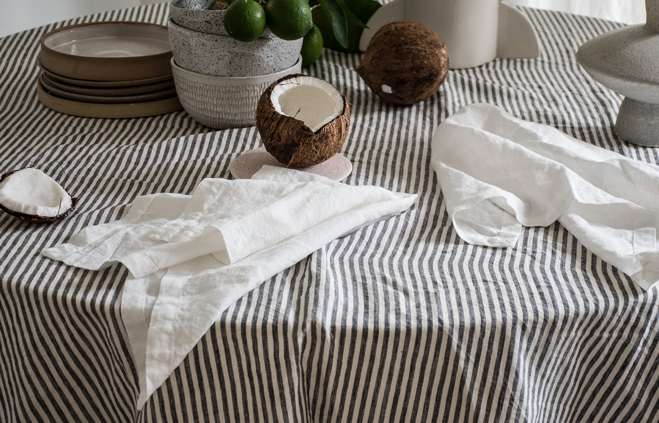 Milk French linen napkins